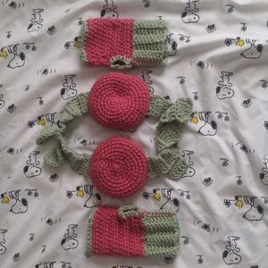 Crochet cherry earmuff set
